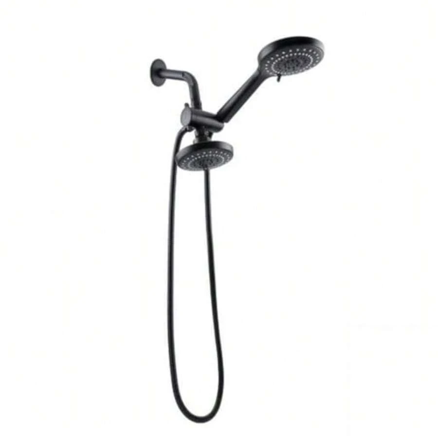 CYPNDICA Regadera de Teléfono con Funciones con Brazo y Chapetón Acabado Negro Mate Acero Inoxidable ABS la Regadera Cuenta con Tres Diferentes Funciones Flujo de Lluvia Masaje y Burbuja 3008C.2Fashion - como en la foto - Ver 1