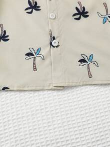 Boys Palm Tree Print Shirt & Shorts - Apricot - View 6