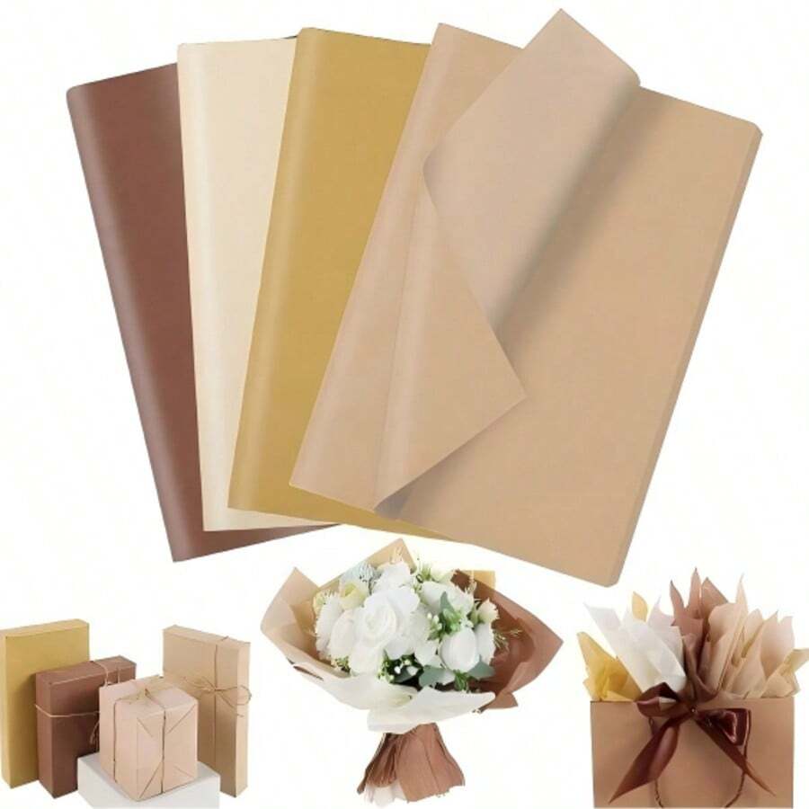 Brown Kraft Paper, Printed Polyester Ribbon With English Letters, Floral Wrapping Satin Ribbon For Flower Shops, Jacquard Mesh Hollow Floral Wrapping Paper, Flower Shop Supplies, Flower Bouquet Wrapping Paper, Fresh Flowers & Floral Supplies, Suitable For Birthday, Wedding, Valentine's Day Gift Wrapping, DIY Craft Gift Packaging - Multicolor - View 1