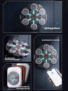 Intelligent Music 6-Key Punching Bag, Light & Music Responsive Punching Bag, No Drilling Required Home Punching Bag, Upgraded Bluetooth Lighting & Music Version With Gloves, Parent-Child Interactive Stress Relief Fitness Equipment, Improve Kids' Concentration, Sensory Integration Training Reaction Speed & Rhythm, Adjustable Speed - Multicolor - View 13