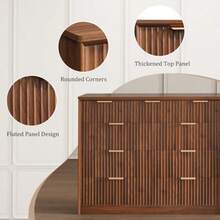 Tall Fluted Dresser For Bedroom 9 Drawer Dressers Chest Of Drawers Multifunctional TV Stand And Storage Organizer For Nursery Living Room Hallway Natural - Walnut - View 5