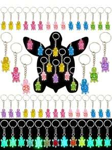 5/10/20pcs Night Light Multi Color Mini Turtle Keychain, Sparkling Turtle, Party Gifts, Small Turtle Resin Accessories, Suitable For DIY Accessories, Mobile Phone And Bag Pendants, Turtle Statue Accessories, Keychain Pendants ((Mixed Hair Of Multiple Colors) - Multicolor - View 1