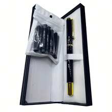 1pc Pen Gift Box Set, Including 1 Pen + 1 Pen Box + 10 Ink Cartridges, Suitable For School Writing, Office Business High-End Luxury Signature Pen, Wedding Party Gift, Valentine's Day Gift. - Black - View 8