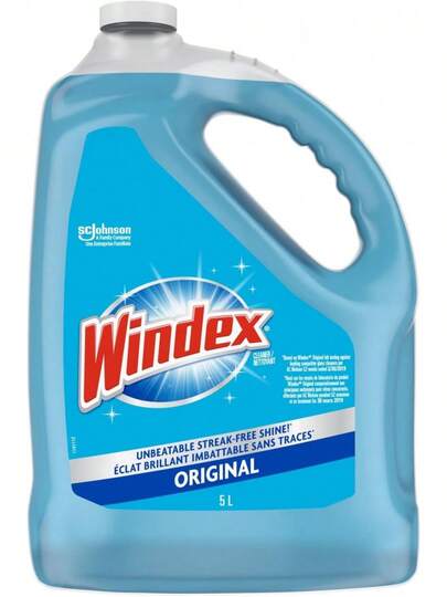 Windex Original Blue Window, Glass And Mirror Cleaner Refill, Removes Fingerprints, Smudges, And Smears, Surface Cleaner Shine Spray, 5L2026