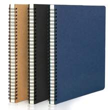 Graph Paper Notebook, A5 3Packs 5.5\X8.3\ 120 Pages Hardcover Paper Notebook Journals, Wirebound Journal Sketch Notebook For Engineering Math Science College Office Note TaFKing Writing-3 Colors - 黑色/寶藍色/牛皮紙色 - 查看 1