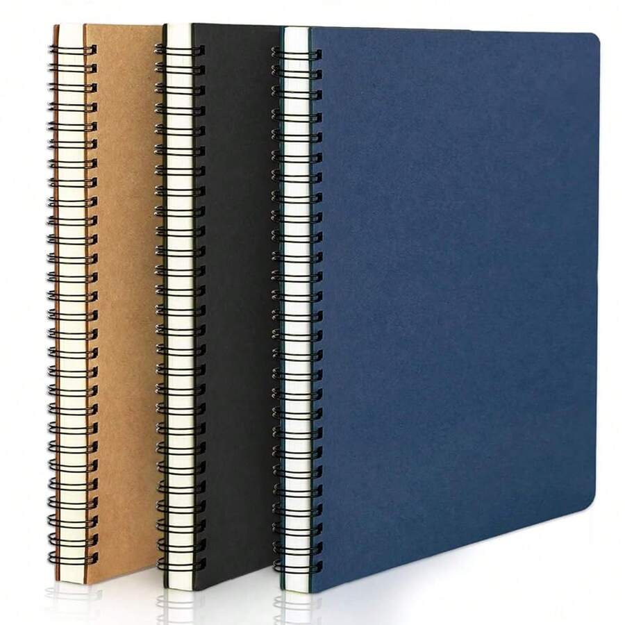 Graph Paper Notebook, A5 3Packs 5.5\X8.3\ 120 Pages Hardcover Paper Notebook Journals, Wirebound Journal Sketch Notebook For Engineering Math Science College Office Note TaFKing Writing-3 Colors - 黑色/寶藍色/牛皮紙色 - 查看 1