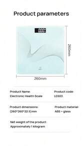 DELI LE603 Body Scale: Thickened Tempered Glass Tabletop, Non-Slip Feet, High-Definition Backlit LCD Screen, Intelligent And Accurate Weight Sensing, Mint Green. - Mint Green - View 6
