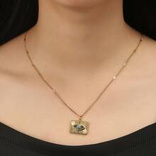 一件独特设计的304不锈钢绿松石吊坠项链，专为女性打造，时尚个性，百搭风格。 - 金色 - 查看 5