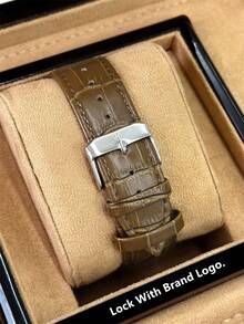 Pablo Raez 男士原创魅力腕表 时尚商务男士腕表 奢华不锈钢首饰 全新 AAA 级男士名表 复古渐变绿色超细纤维皮革表带 50米防水 简约日历星期显示 男士金属休闲石英表 毕业 婚礼 生日礼物 - 銀色 - 查看 5