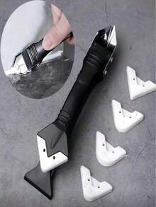 1 Set Multifunctional Metal Scraper Knife, Ergonomic Handle, Sharp & Durable, Suitable For Removing Paint, Wallpaper, Stickers, Sealant, Cleaning Windows & Renewing Kitchen/Bathroom Sinks, Essential DIY Renovation Tool - Black - View 3