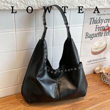 low tea 1 Stück einfarbige PU-Leder Umhängetasche mit Magnetverschluss für Frauen, Hobo-Stil Henkeltasche, geeignet für Reisen, Einkaufen, Dates, Arbeit, Geschäft, Pendeln, Geschenk für Frauen - Schwarz - Übersicht 9