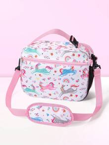 1pc Colorful Cartoon Print High Cost-Effective Large Capacity Insulated Lunch Bag, Portable Handheld Shoulder Crossbody Thermal Bag With Shoulder Strap, Ice Pack, Lunch Box And Bento Bag, Suitable For Work And Outdoor Activities - Multicolor - View 19