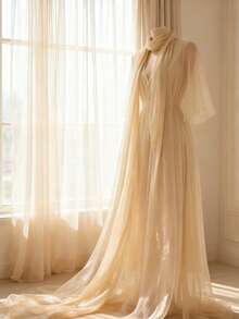 1pc Soft Fabric, Gauze Delicate Embroidered Hanfu Dress Chiffon Scarf Sunscreen Clothing DIY Pre-Cut Fabric - Multicolor - View 4