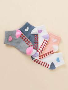 10/5双装防滑婴儿袜，室内地板袜，女婴袜，心形袜，春夏秋季 - 彩色 - 查看 3