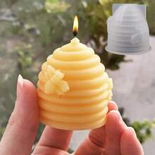 1个蜂窝硅胶蜡烛模具，适用于DIY蜡烛、肥皂和树脂工艺品 - 蜂窝形状，带有花卉细节，非常适合制作香薰蜡烛、粘土制品和家居装饰品，DIY蜡烛制作 | 创意手工 | 优雅设计 - 矽膠模具 - 查看 7