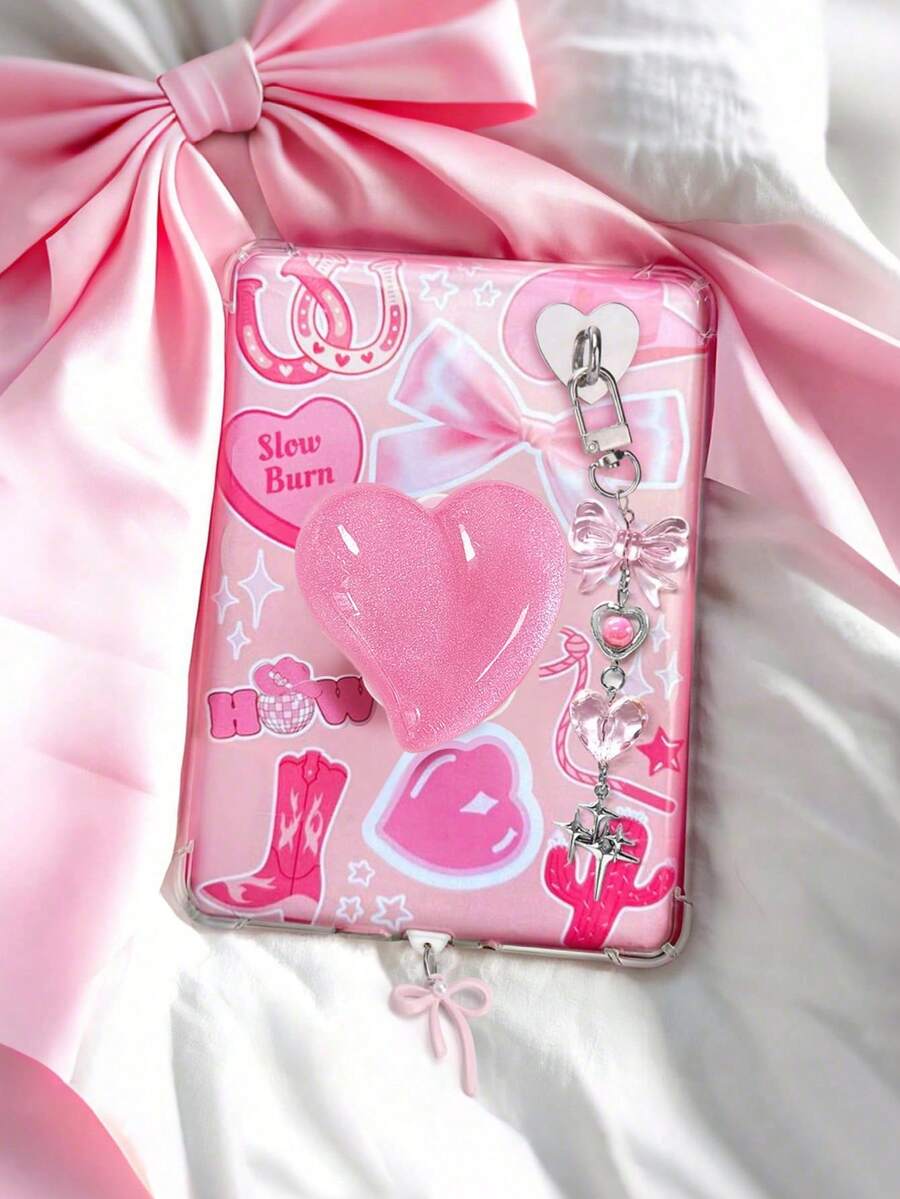 Cute Heart-Shaped Phone Holders 3pcs Kindle Accessories Set Including Dust Plug Pendant Type-C/USB-C Heart-Shaped Grip Stand And Shiny Keychain With Hook Compatible With Kindle Paperwhite 11th And 12th Generation Valentine's Day Gift - Multicolor - View 1