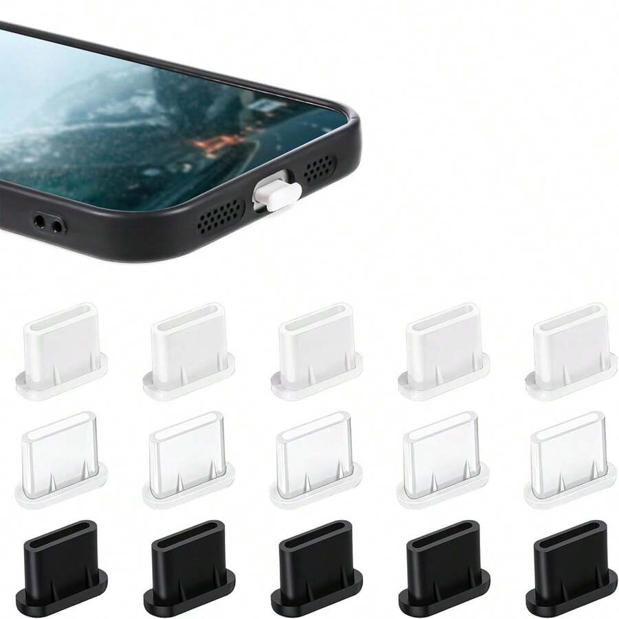 10pcs USB Dust Plug, Silicone Charging Port Protector, USB-C Plug Cover, Waterproof T-Type Charging Port Protector, Compatible With IPhone 15, Galaxy S21/S20/S22 Plus Ultra, Mate 30 And All Type-C Smartphones And Tablets, Spring Summer Picks, Brides Maid Gifts, Room, Bedroom Decor, Bedroom Decor, Beach, Travel, For Men, For Women, Vacation, Women's Day, Travel Essentials, Wedding Favors, Y2k, Bedroom, Car Accessories Women, Kitchen Decor, Beach, Summer, Vacation, Holiday, Travel Essential, Going Out Tops, Household Items - Multicolor - View 1