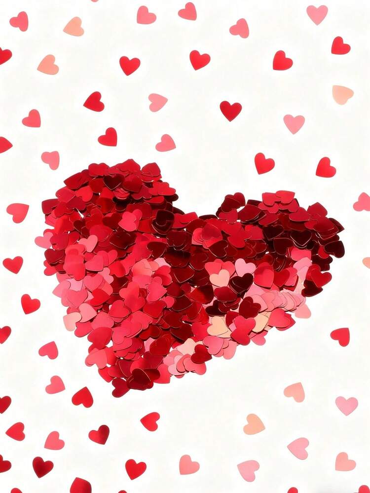 15g Valentine's Day Red Metallic Foil Heart Confetti, Glitter Sequins Table Scatter For Wedding/Bridal Shower/Birthday Party & Home Decoration - Red - View 6