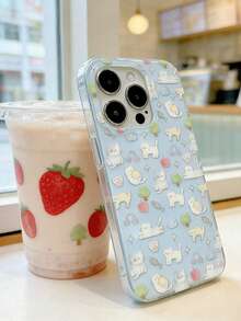 1个可爱猫狗图案个性化防摔全包手机壳，适用于 11/12/13/14/15/16/17/Pro Max - 藍色 - 查看 3