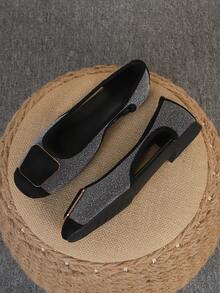 Zapatos de ballet para mujer, zapatos planos con puntera cuadrada y suela blanda, zapatos planos versátiles, mocasines planos negros con cuentas, talla grande, tallas del 35 al 43 - Diseño de cielo estrellado negro hueco (cierre trapezoidal) - Ver 14