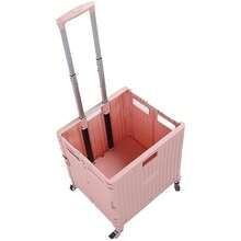 Yoidesu Carro Utilitario Plegable conTelescópico, Gran Capacidad de Carga, Diseño Plegable Conveniente, Rueda Giratoria, Uso Versátil para Compras, Comestibles y Entrega de Paquetes ()(Rosa) - Multicolor - Ver 2