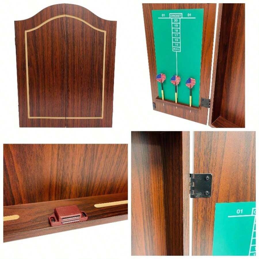 Centre Set MDF Walnut Cabinet Set Dartboard Inc Package - Walnut - View 1