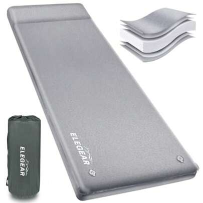 CYPNElegear Inflable Colchoneta Camping Individual Espuma Memoria Colchoneta Dormidos 8CM Espesor Colchón Autohinchable Matrimonial para Acampar Camping Dormir Mochileros Senderismo Tiendas VerdeFashion