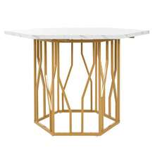 Modern Hexagonal Marble Coffee Table With Black Metal Branch-Shaped Base, Featuring A Clean Design, Ideal For The Dining Room And Living Room. - 金色 - 查看 8