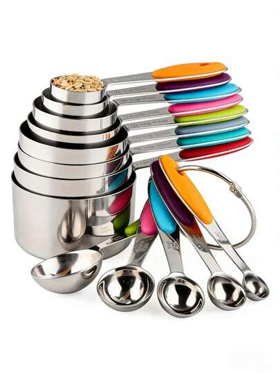 5 Piece Stainless Steel Measuring Spoons Set, Double-Sided Magnetic Measuring Spoons Set, Spoon With Gap Set, Suitable For Dry And Liquid Ingredients - Kitchen Tools - Baking Supplies ,Valentine's Day