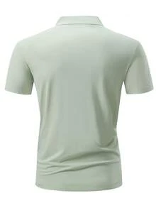 Men's Summer Short Sleeve Polo Shirt, High Stretch Quick Dry Breathable Solid Color T-Shirt, Suitable For Casual, Business, Commuting - Mint Green - View 4