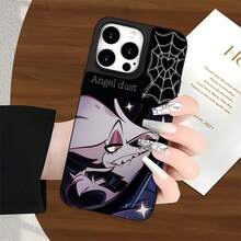 Polvo de Ángel: veneno, corazones, telaraña y dientes afilados. Esta elegante funda es compatible con los modelos  17, 16, 15, 14 Pro Max, 13, 12, 11, XR y XS Plus. Fabricada en TPU flexible, resistente a golpes y arañazos, ofrece una excelente protección contra caídas y un agarre cómodo. Es un regalo ideal para familiares, amigos y seres queridos, y una opción perfecta para festivales. - Negro - Ver 4