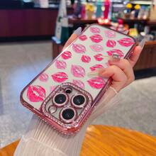 Kiss Marks Mobile Phone Case, Designed With Vibrant Pink And Red Lip Print Design, Suitable For IPhone 16, 15, 14, 13, 12 And 11 Pro Models, Made Of TPU Material, And Provides Shockproof Protection. Perfect For Family, Friends, Children, Birthdays, Spring, Holidays, Boyfriends, Girlfriends, And Valentine's Day Gifts. - 粉紅色CZ33 - 查看 4