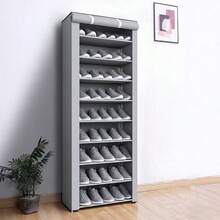 5/6/8/10 Tier Shoe Rack With Dust Cover, Non-Woven Fabric, Space Saving, High Capacity, Easy Assembly, Portable Shoe Cabinet, Suitable For Entryway, Storage Shelf, Home & Dorm Organization, Shoe Storage, Shoe Organizer, Bookshelf, Minimalist Style, Spring Break, Opulence Boho Style, High-End Style, Mother's Day, Saudi National Day - Multicolor - View 9