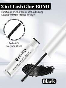 【72小时超强粘性】1/2/3支装低敏二合一睫毛胶水定型液 | 72小时超强粘性，不含乳胶，防水 | 适用于DIY簇状假睫毛、自制假睫毛化妆工具 | 混合黑色睫毛延长胶 - 白色 - 查看 10