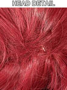 时尚女士耐热合成长款蓬松波浪红色动漫角色扮演假发，带卷曲刘海，适合节日派对美人鱼装扮、动漫展、电影展览、节日装饰、COS摄影道具、学校舞台表演配饰，适合初学者，外观自然。 - 彩色 - 查看 7