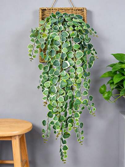 1 pieza de 60cm/80cm Plantas colgantes artificiales de eucalipto, enredaderas falsas de pared tropicales de pothos, hiedra de plástico con hojas de dinero para decoración del hogar, oficina, balcón y boda sin maceta