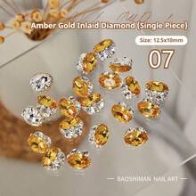 BAOSHIMAN Amber Color Square, Oval Nail Gems, Luxury Nail Art Accessories, Rhinestone Nail Jewelry For Women, Suitable For Acrylic Nail Design, Crystal, Half Round And DIY Nail Art Decorations, Valentine's Day, New Year Nail Supplies Nails - Multicolor - View 17
