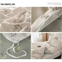 Boho Floral Duvet Cover Full Size Cotton Aesthetic Bedding Sets Garden Beige Comforter Chic Botanical Reversible Green With Zipper Variant 6 - A# 波西米亞風花卉米色 - 查看 6