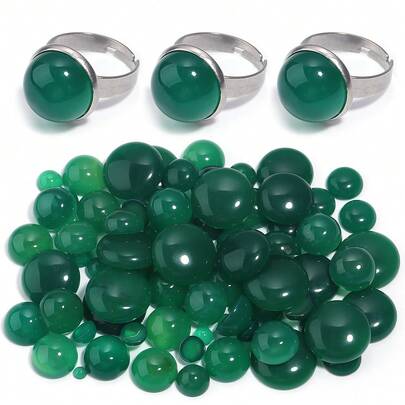 5-10pcs/Pack Natural Green Agate Cabochons, Various Sizes, Vintage Elegant Red Gemstone Cabochons, Suitable For Necklace, Ring, Bracelet Jewelry Making, DIY Decoration