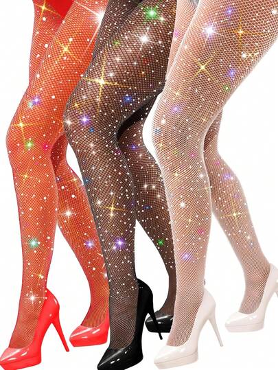 Sparkly Fishnets Tights Fishnet Stockings Rhinestone Fishnet Tights For Women