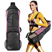 Bolsas de yoga para mujeres y hombres se adapta a alfombrilla de 1/2 pulgadas de grosor mochila de yoga de viaje con soporte para alfombras bolsillos grandes para accesorios y botellas - Prpura - Ver 1