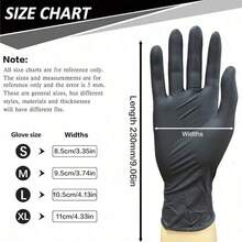 100/20 PCS, Black Nitrile Gloves, Durable And Waterproof, Ideal For Bathroom Cleaning, Tattooing, Outdoor Car Washing, Kitchen Cleanup, And Hair Salons. Non-Medical Hand Gloves. Valentine' S Gift,Gift For Her/Him/Couples/Teen Girls/Room Decor Lovers - 黑色 - 查看 3