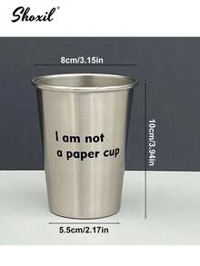 shoxil 1个350毫升（12盎司）不锈钢杯，标语杯，防碎杯，不易碎金属饮水杯，适用于家庭、办公室、餐厅 - 杯子 - 查看 8