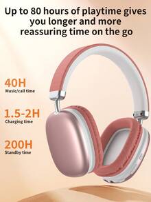 Tagry Auriculares inalámbricos Bluetooth con micrófono, plegables y portátiles, estéreo HiFi, almohadillas de espuma viscoelástica - Rosa - Ver 9
