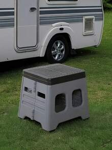 便携式折叠露营马桶 - 重型可折叠封闭式马桶，带盖和内置污物收集盒，防臭耐用PP/ABS材质，紧凑折叠设计，带提手；舒适高座，易于清洁，可装袋