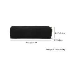 Canvas Pencil Case Stationery Bag Pencil Case Storage Cosmetic Bag (Black, S) - 黑色的 - 查看 3