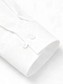 Camisa de Manga Larga de Unicolor con Cuello Mao para Hombre, Camisa Formal de Unicolor para Hombre, Camisa Casual/De Oficina de Unicolor con Botones en Una Sola Hilera, Adecuada para Uso Diario, Trabajo, Salidas y Fiestas, Combinable con Pantalones de Traje o Trajes para Bodas, Lunas de Miel, Otoño, Regalo para Hijos, Esposos, Novios y Padres - Blanco - Ver 6