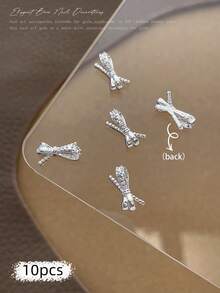 10/100/500pcs 3D Silver Bow Heart Nail Art Decorations, Korean Style Metal Bow, Star, Moon Nail Jewelry, Y2K Punk Nail Gems, DIY For Acrylic Nail Stickers, Phone Cases, Shoes, Clothes, Bags Nails Nail Supplies Nail Charms - Multicolor - View 48
