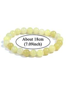 1 chiếc vòng tay hạt đá ngọc bích chanh tự nhiên, tượng trưng cho sự ổn định, lòng can đảm, sức sống, chữa lành luân xa, phong cách Bohemia, trang sức đá quý, quà tặng cho nam nữ, đeo hàng ngày. - Màu vàng - Xem 7