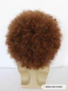 80年代画家卷发小丑棕色爆炸头假发及棕色带白色斑块胡须套装，男女通用 - 迪斯科嬉皮士服装、美术老师角色扮演、复古趣味派对装扮、男女通用中长高蓬松卷曲假发带刘海，适合节日、日常派对、圣诞节装饰、趣味卷曲耐热合成假发带胡须，适合动漫迷生日礼物 - 彩色 - 查看 6